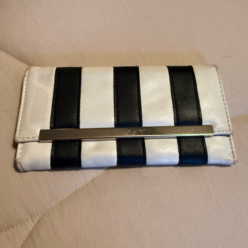 Black and White Striped Clutch
